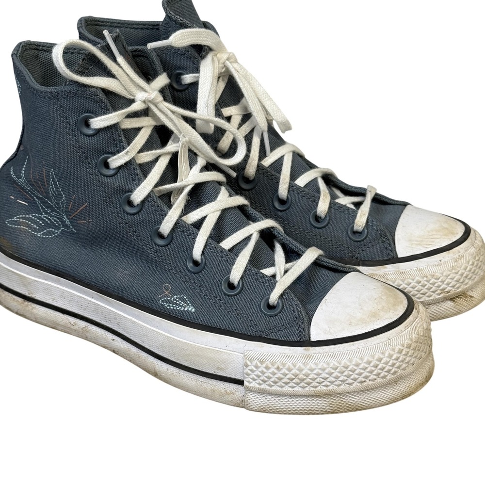 Converse Shoes Womens Size 7 Blue Chuck Taylor All‎ Star 2 Platform Bird A12181C